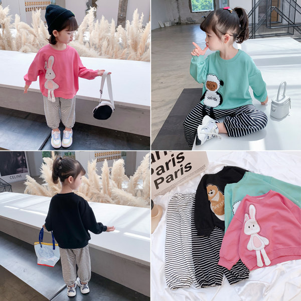 Παιδικό καθημερινό σετ  - μπλούζα και ριγέ παντελόνι