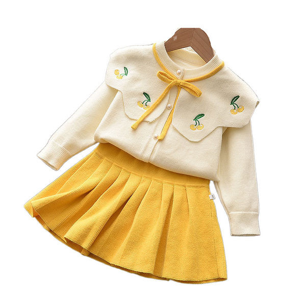 Παιδικό φθινοπωρινό-χειμωνιάτικο σετ για κορίτσια - γιλέκο και φούστα