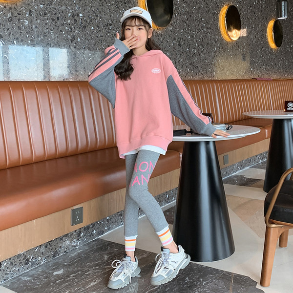 Σετ παιδικό κολάν και φαρδιά μπλούζα με κουκούλα