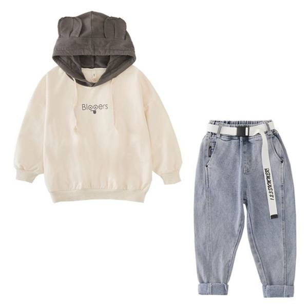 Set copii model nou din bluza si blugi in doua parti