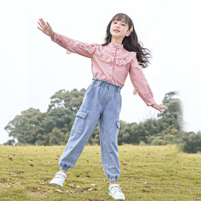 Μοντέρνο παιδικό σετ δύο μερών - τζιν και πουκάμισο