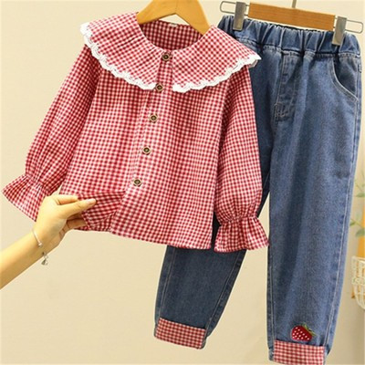 Μοντέρνο παιδικό σετ δύο μερών - τζιν και πουκάμισο