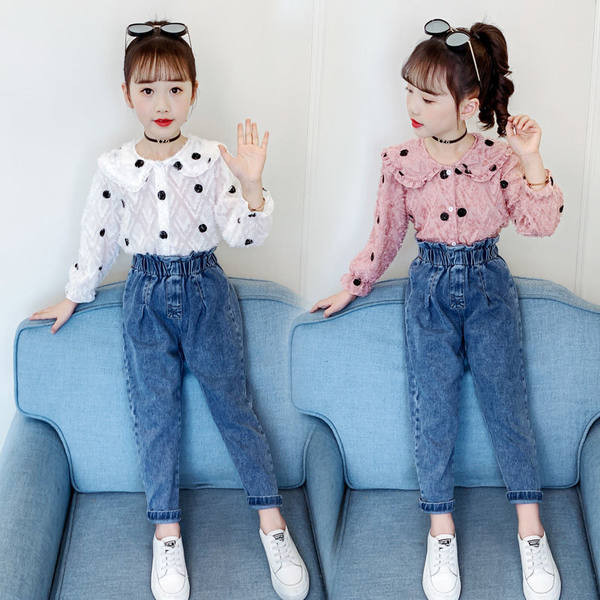 Μοντέρνο παιδικό σετ δύο μερών - τζιν και πουκάμισο