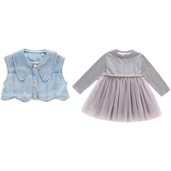 Παιδικό σετ φόρεμα  και τζιν γιλέκο