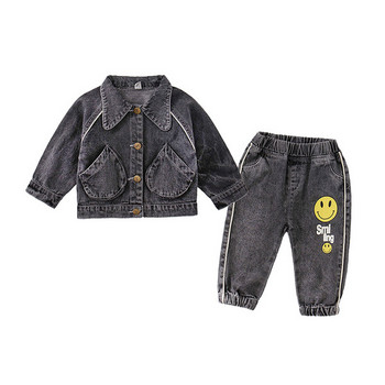 Детски дънков комплект за момичета от две части - яке и дънки