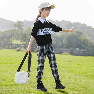 Αθλητικό παιδικό σετ σε δύο μέρη για κορίτσια -μπλούζα και παντελόνι με λάστιχο