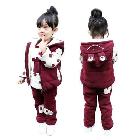 Vaikiškas trijų dalių komplektas mergaitėms - kelnės, palaidinė ir liemenė