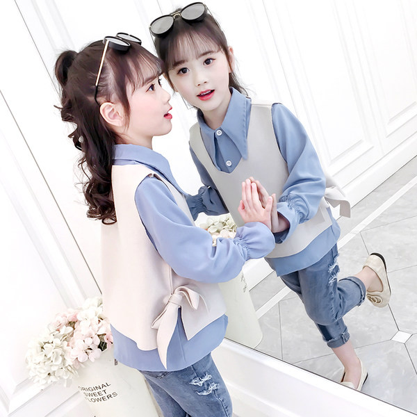 Παιδικό σετ - πουκάμισο και γιλέκο με κορδέλα