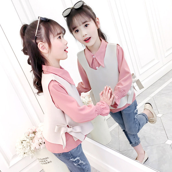 Παιδικό σετ - πουκάμισο και γιλέκο με κορδέλα