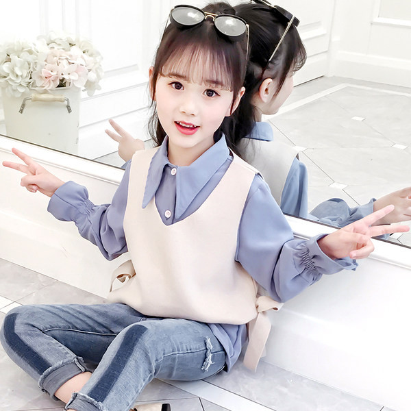 Παιδικό σετ - πουκάμισο και γιλέκο με κορδέλα