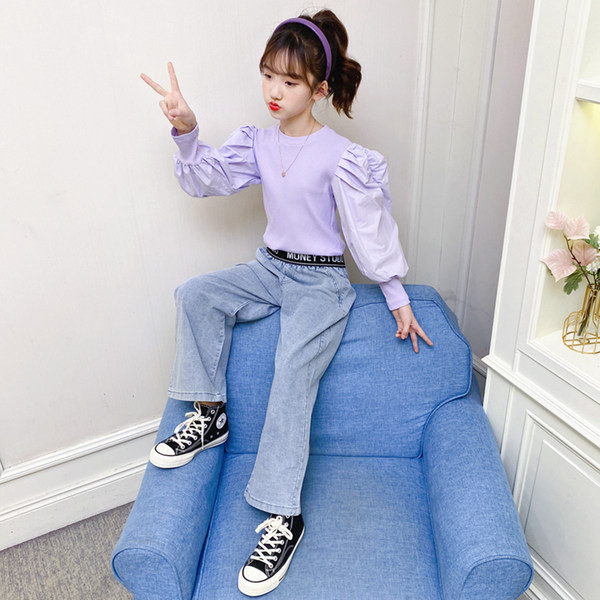 Set copii pentru fete din bluză și blugi