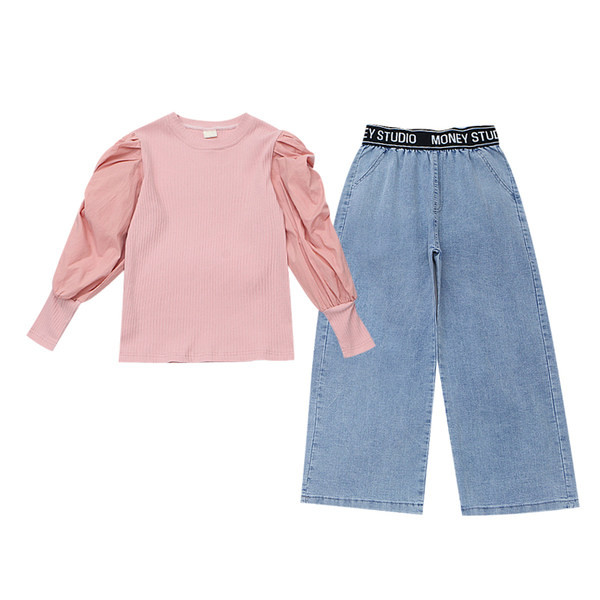 Set copii pentru fete din bluză și blugi
