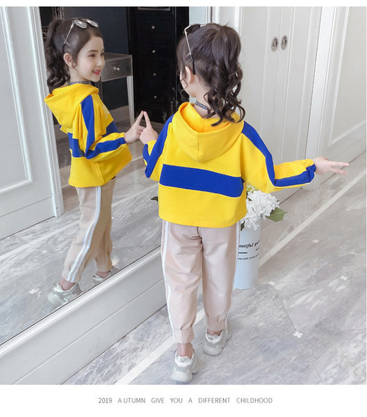 Casual παιδικό σετ μπλούζα με κουκούλα και παντελόνι για κορίτσια