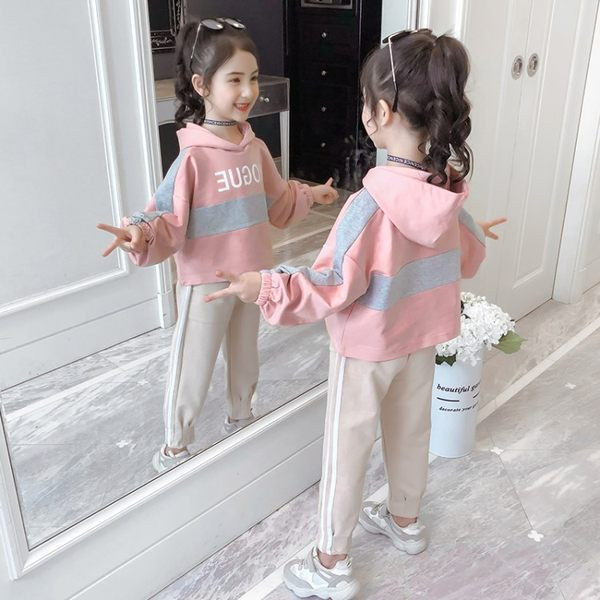 Casual παιδικό σετ μπλούζα με κουκούλα και παντελόνι για κορίτσια