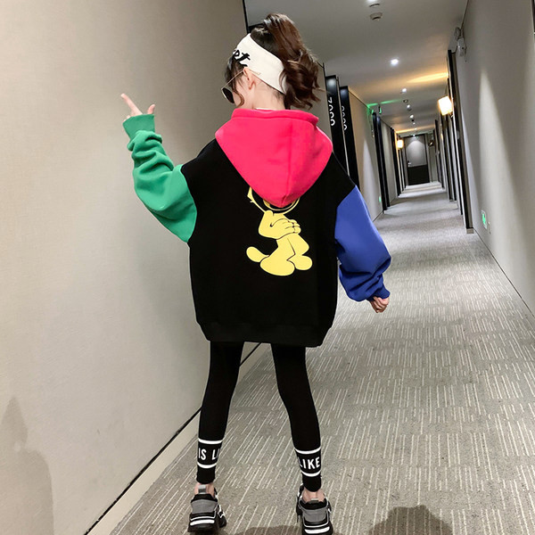 Παιδικό σετ φθινοπώρου-χειμερινό για κορίτσια σε δύο μέρη - φαρδιά φούτερ και κολάν