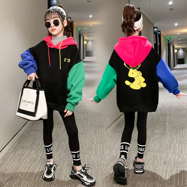 Παιδικό σετ φθινοπώρου-χειμερινό για κορίτσια σε δύο μέρη - φαρδιά φούτερ και κολάν