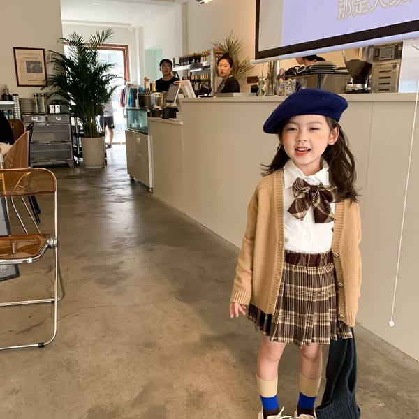 Παιδικό σετ καρό φούστα και πουκάμισο με κορδέλα