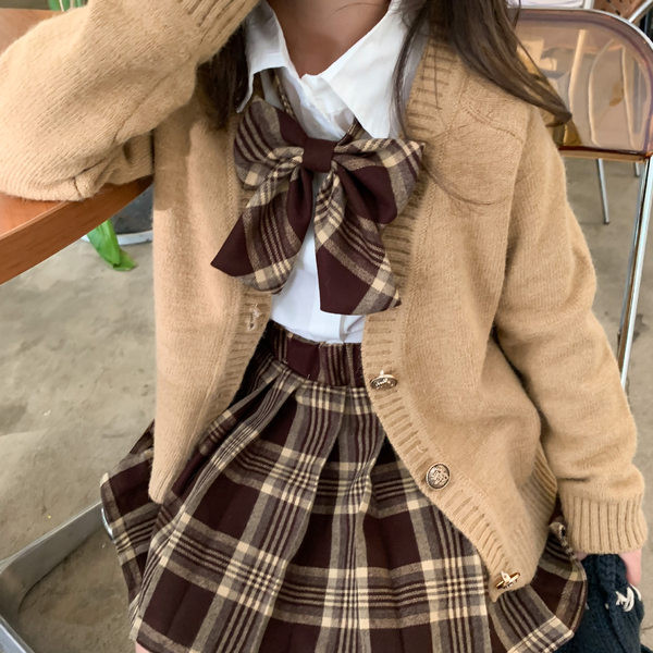 Παιδικό σετ καρό φούστα και πουκάμισο με κορδέλα