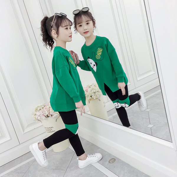 Set casual pentru copii pentru fete care include o bluză lungă și jambiere