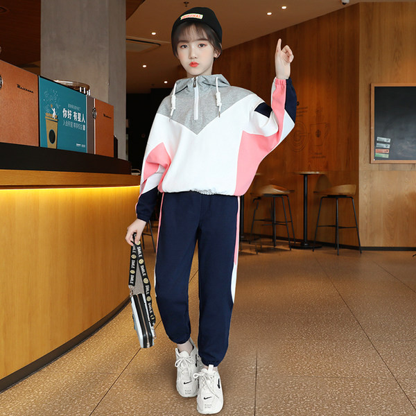 Set sport pentru copii din două părți cu glugă și fermoar