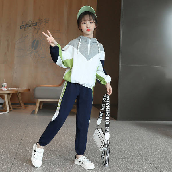 Set sport pentru copii din două părți cu glugă și fermoar