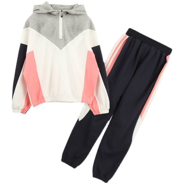 Set sport pentru copii din două părți cu glugă și fermoar