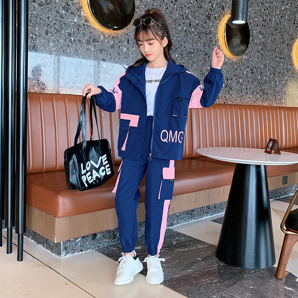 Ανοιξιάτικο-φθινοπωρινό σετ για κορίτσια σε δύο μέρη - cargo παντελόνι και ένα λεπτό σακάκι