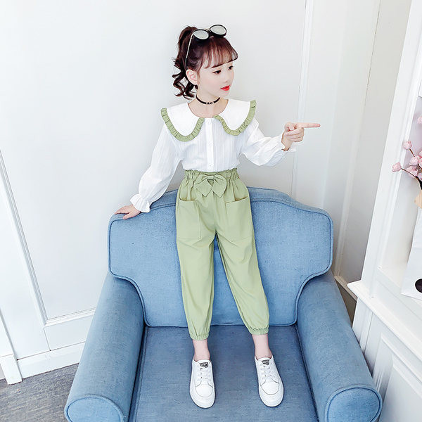 Παιδικό casual σετ πουκάμισο και παντελόνι για κορίτσια