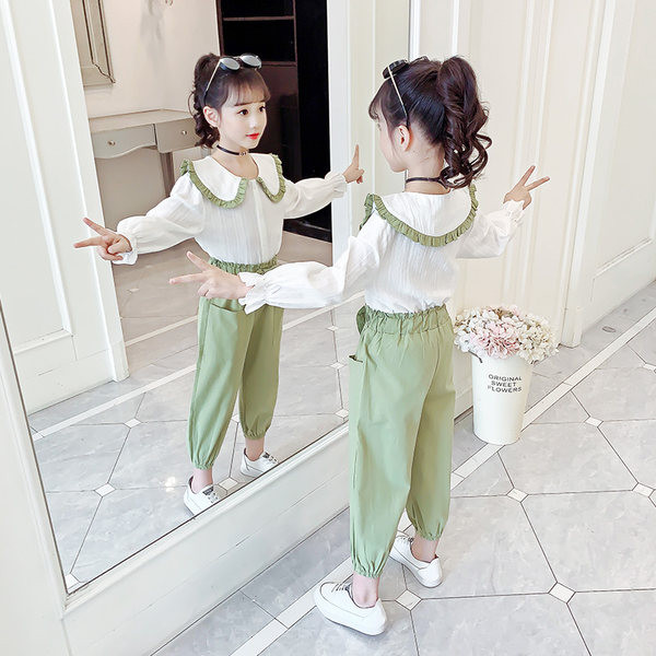 Παιδικό casual σετ πουκάμισο και παντελόνι για κορίτσια