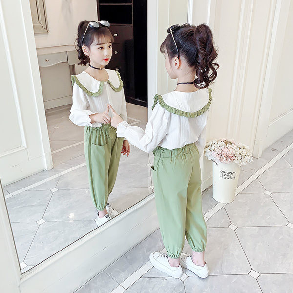 Παιδικό casual σετ πουκάμισο και παντελόνι για κορίτσια