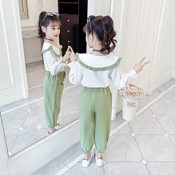 Παιδικό casual σετ πουκάμισο και παντελόνι για κορίτσια