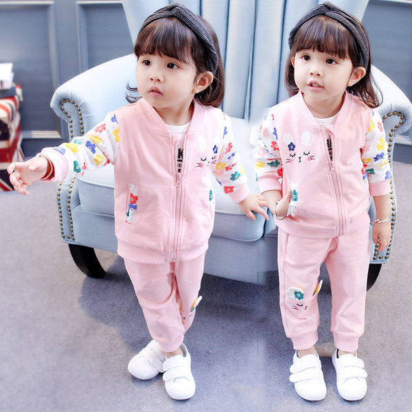 Παιδικό καθημερινό σετ σε δύο μέρη για κορίτσια σε ροζ χρώμα