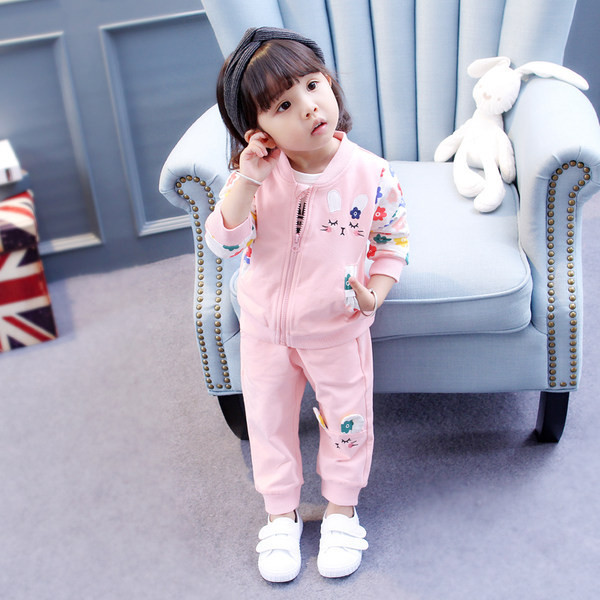 Παιδικό καθημερινό σετ σε δύο μέρη για κορίτσια σε ροζ χρώμα