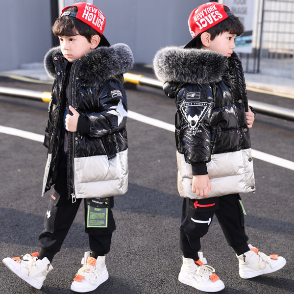 Παιδικό χειμωνιάτικο μπουφάν με πουπουλένιο γιακά για αγόρια