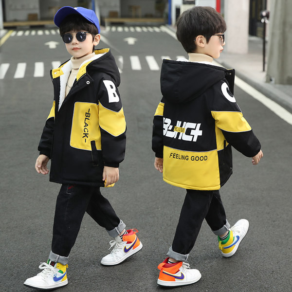 Casual μπουφάν με κουκούλα και επιγραφές για αγόρια