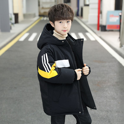 Παιδικό μακρύ μπουφάν για αγόρια με κεντητή επιγραφή