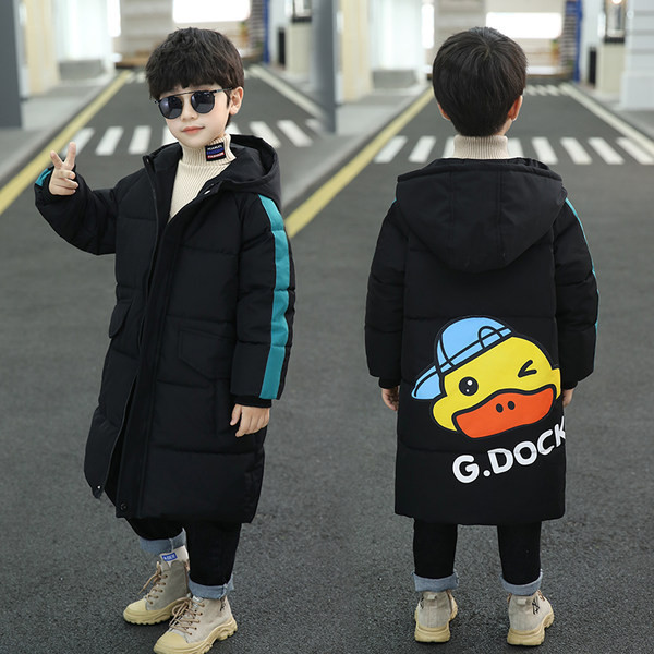 Dječja duga zimska jakna s aplikacijom i kapuljačom