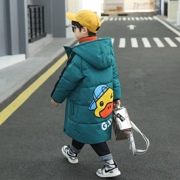 Dječja duga zimska jakna s aplikacijom i kapuljačom