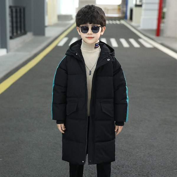 Dječja duga zimska jakna s aplikacijom i kapuljačom