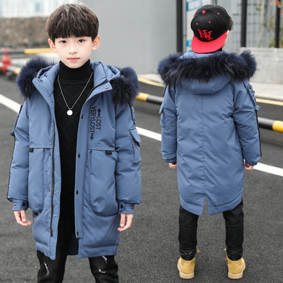 Μακρύ χειμωνιάτικο μπουφάν για αγόρια με κουκούλα