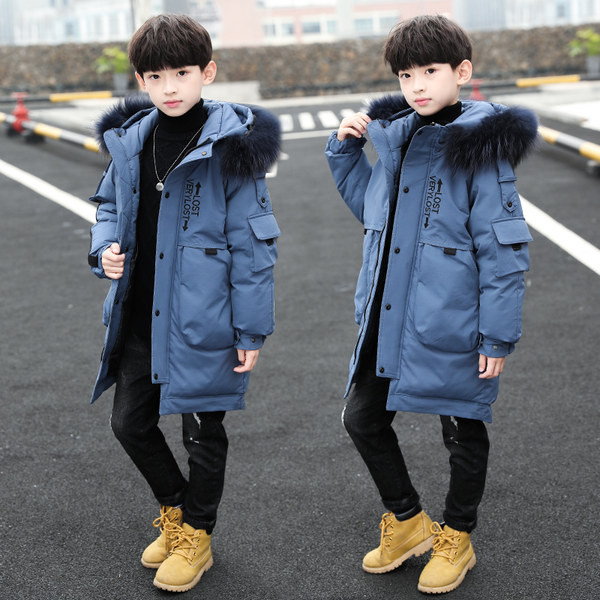 Μακρύ χειμωνιάτικο μπουφάν για αγόρια με κουκούλα