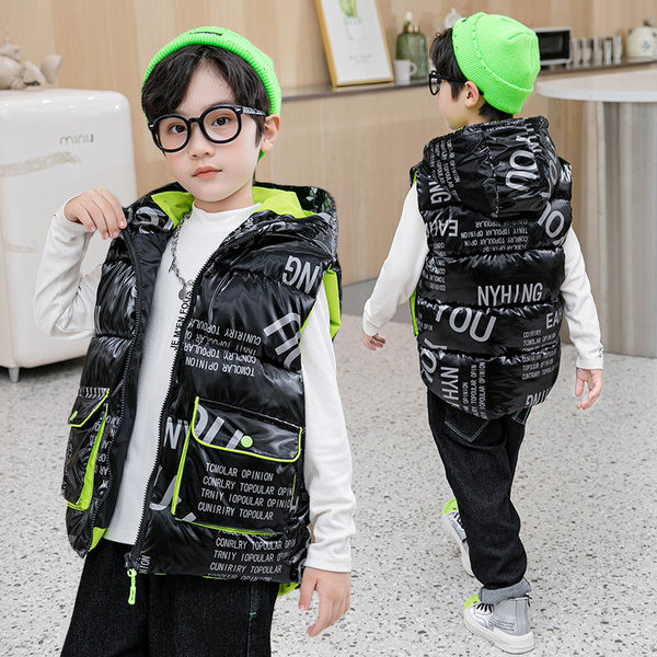 Vesta de iarna pentru copii cu inscriptii si efect stralucitor