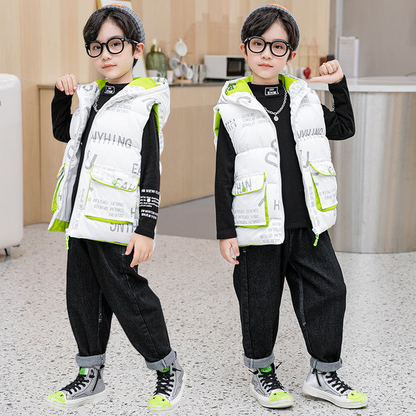 Vesta de iarna pentru copii cu inscriptii si efect stralucitor