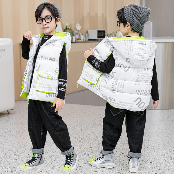 Vesta de iarna pentru copii cu inscriptii si efect stralucitor