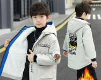 Χειμερινό παιδικό μπουφάν με επιγραφές και κουκούλα - τρία χρώματα