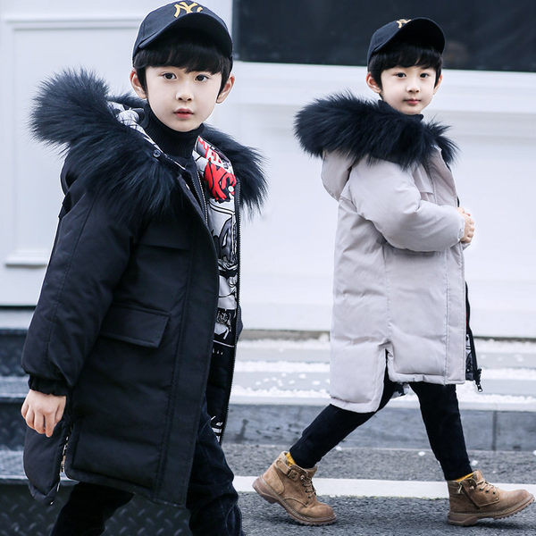 Geaca de iarna pentru baieti cu puf pe gluga - fata-verso