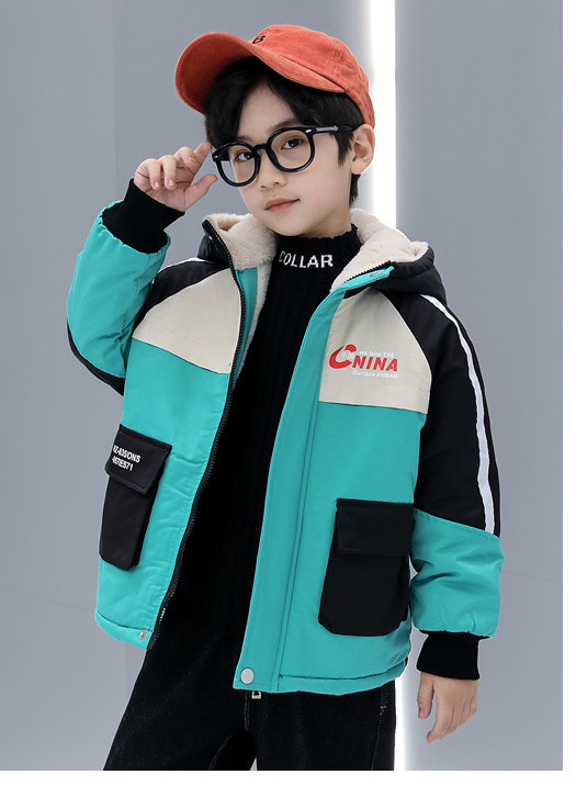 Geaca moderna pentru baieti pentru copii cu gluga si buzunar