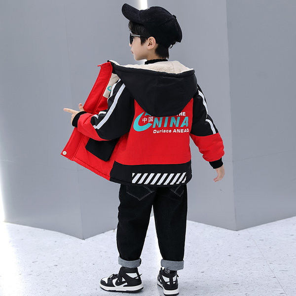 Geaca moderna pentru baieti pentru copii cu gluga si buzunar