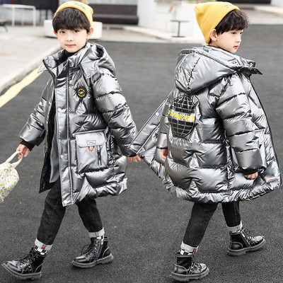 Μακρύ παιδικό λουστρίνι για αγόρια με κουκούλα