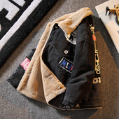 Νέο μοντέλο παιδικό τζιν μπουφάν με απαλή ζεστή φόδρα για αγόρια